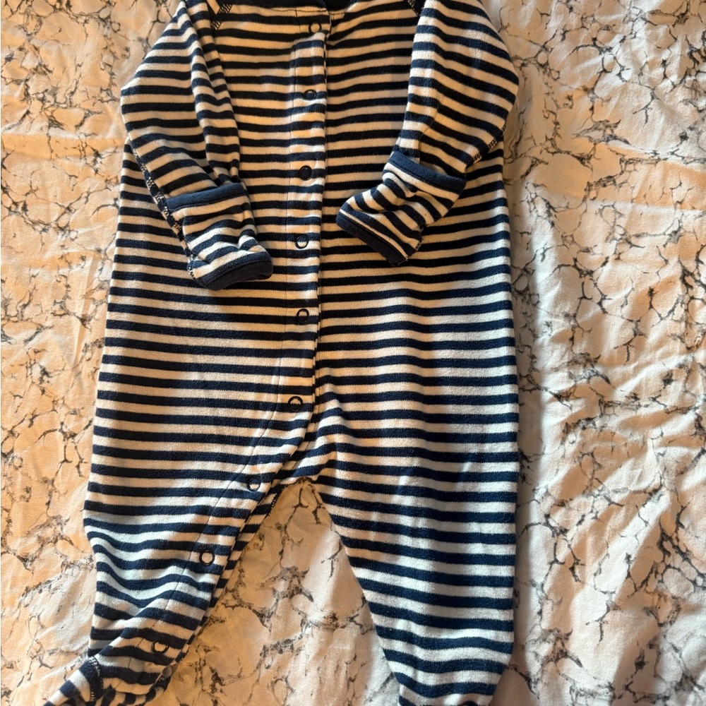 Hanna Andersson Blue and White Striped Footies